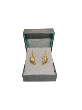 Dower & Hall Gold Pated Leaf Earrings