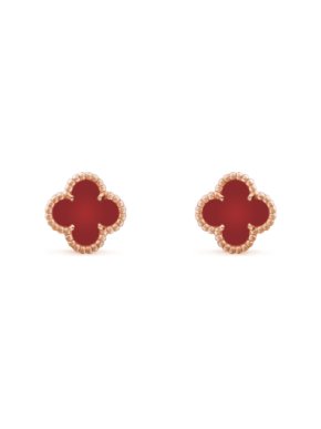 Van Cleef & Arpels Rose Gold & Carnelian Sweet Alhambra Earrings