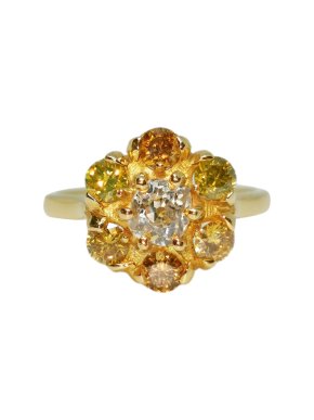 David Simmons 18ct Yellow Gold Yellow Diamond Flower Ring