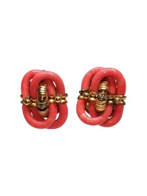 Bespoke Vintage Coral Clip-On Earrings