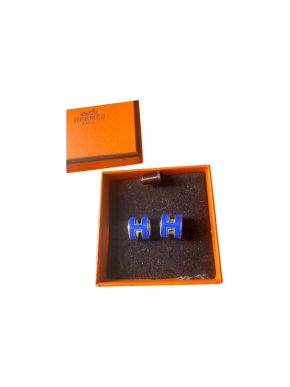 Hermes Blue Pop H Earring PHW