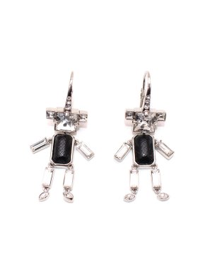 Prada Silver-Tone Metal & Clear Crystal Bear Drop Earrings