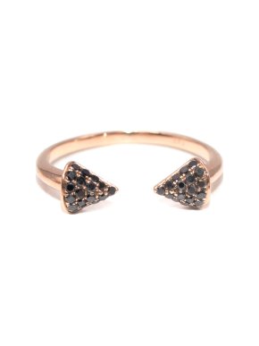 Bespoke 14ct Rose Gold & Black Diamond Pave Arrow Head Ring 7