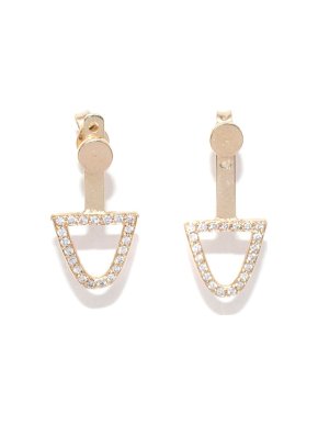 Mason Stanely 14ct Yellow Gold & White Diamond Pave Bermuda Earrings