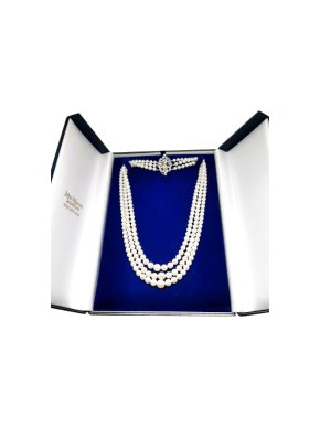 Bespoke Cultured Pearl & Diamond Art Deco Necklace