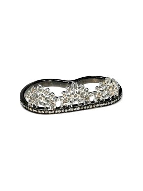Joelle Sterling Silver Diamond Trimmed Two-Finger Ring