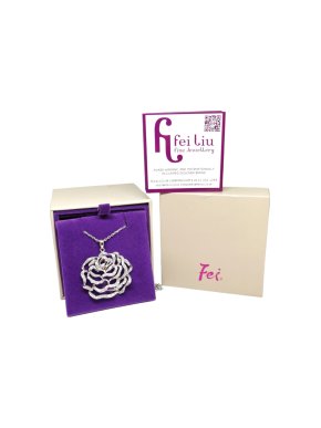 Fei Liu Crystal Embellished Rose Pendant Necklace