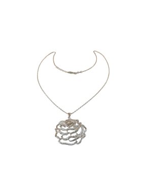 Fei Lui Rose Cubic Zirconia & Rhodium Plated Pendant Necklace