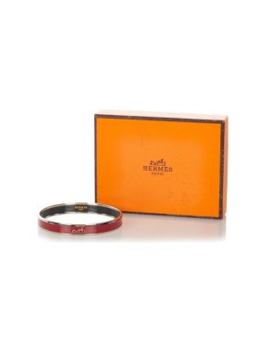 Hermes Red Enamel PHW Bangle