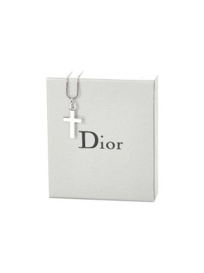 Christian Dior Vintage Silver-Tone Cross Pendant Necklace
