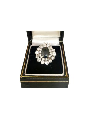 Bespoke 18ct White Gold Diamond & Sapphire Cluster Ring