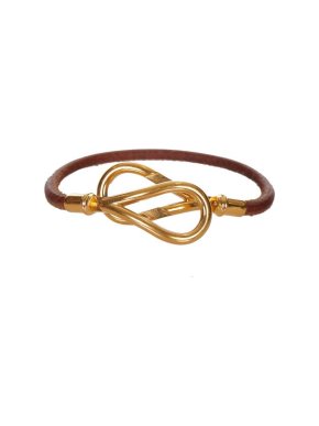 Hermes Jumbo Hook Brown Leather Bracelet