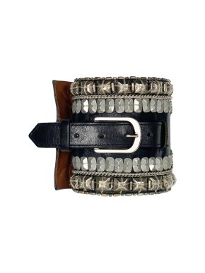 Dries Van Noten Vintage Embroidered Leather Cuff
