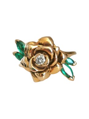 Fratelli Coppini Emerald and Diamond Rose Ring