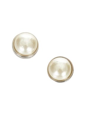 Chanel Vintage Faux-Pearl & Silver-Tone Clip Stud Earrings