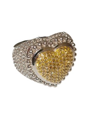Bespoke Pave Diamond Bombe Heart Ring