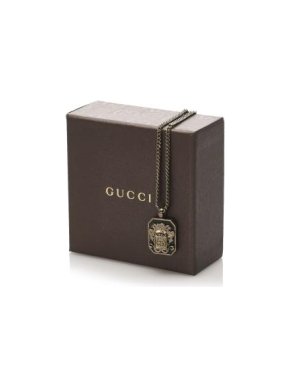 Gucci Aged Gold-Tone Metal GG Pendant Necklace