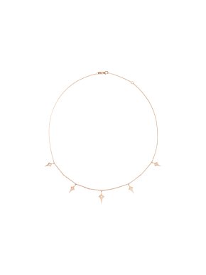 Diane Kordas 14ct Yellow Gold & White Diamond Multi Shield Necklace