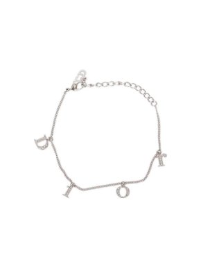 Christian Dior Silver-Tone Metal & Crystal Charms Bracelet
