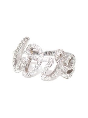 Tess Van Ghert 18kt White Gold Diamond Love Ring - Size 3