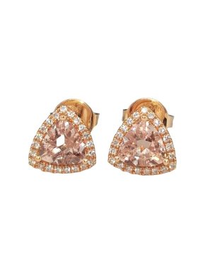 Tivon 18ct Rose Gold Diamond & Morganite Earrings