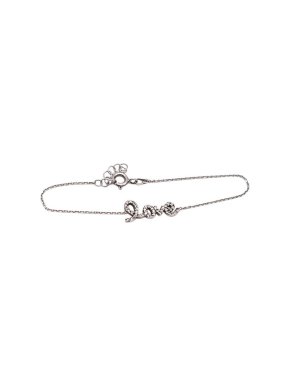 Sterling Silver & white diamond Love chain bracelet