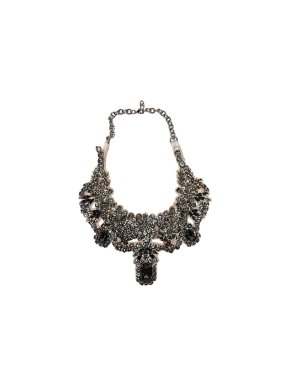 Valentino Garavani black crystal & silver-tone metal cocktail necklace
