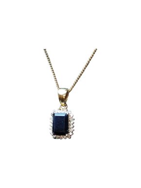 0711 Tbilisi Diamond & Sapphire Pendant Necklace