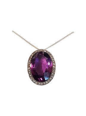 Diamond & Amethyst Pendant Necklace
