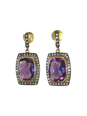 Diamond & Amethyst Earrings