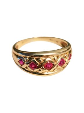 Yellow Gold Ruby Ring - Size O