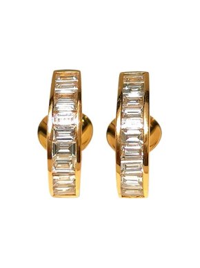 18ct Yellow Gold Half Hoop Diamond Earrings