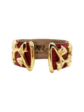Van Der Bauwede Red Lizard Embossed Open Cuff