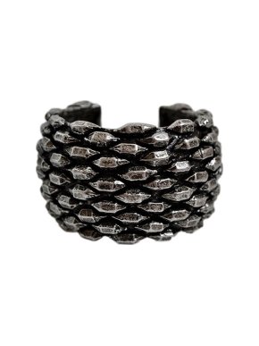 Saint Laurent Silver Tone Chunky Cuff Bracelet