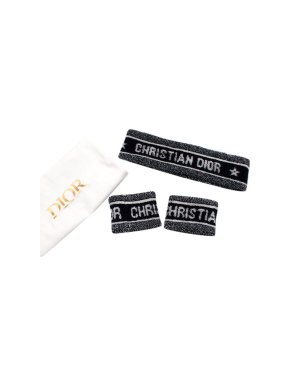 Dior navy cotton terry logo sweatband set