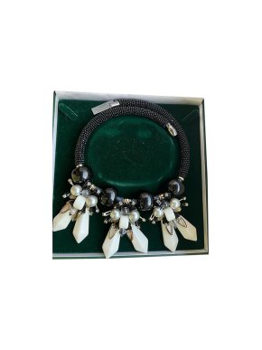 MaxMara black & white resin necklace