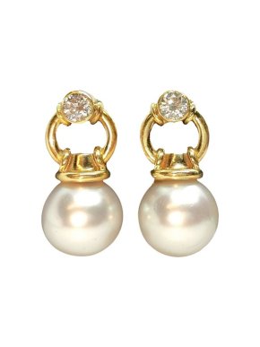 0711 Tbilisi 18ct Yellow Gold Diamond & Pearl Earrings