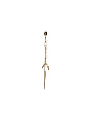 Wouters & Hendrix Gold Crow’s foot hoop earring with fresh water pearl
