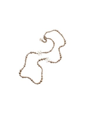Chanel Gold Tone Beaded CC Single Strand Necklace