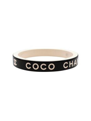 Chanel Coco Logo Black and White Acetate Bracelet