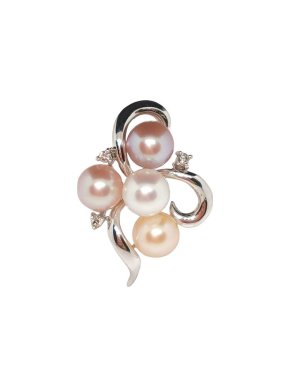 9ct white gold & cultured pearl cluster ring M 1/2