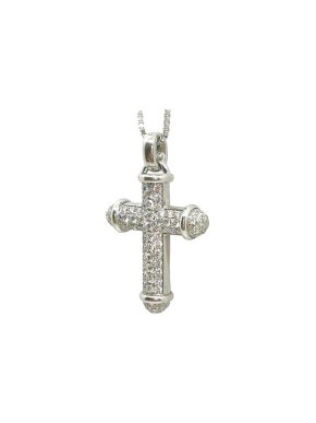 18ct white gold & diamond cross pendant