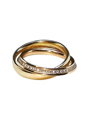 Bunz Yellow Gold Diamond Double Band Ring - Size N