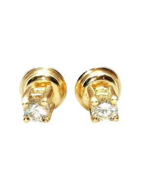 18ct yellow gold & white diamond stud earrings