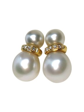 Deakin & Francis 18ct Yellow Gold Pearl & Diamond Earrings