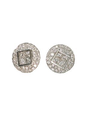 18ct white gold & diamond button earrings