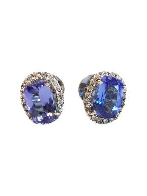 18ct White Gold Diamond & Tanzanite Earrings
