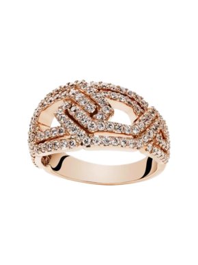 William & Son 18ct Rose Gold Diamond London Ring - Size M