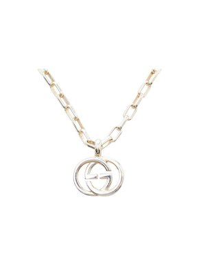 Gucci silver-tone metal Interlocking GG necklace
