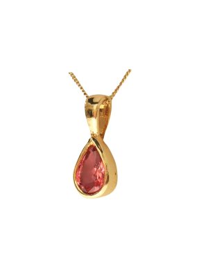 Padparadscha Pear Cut Sapphire Necklace